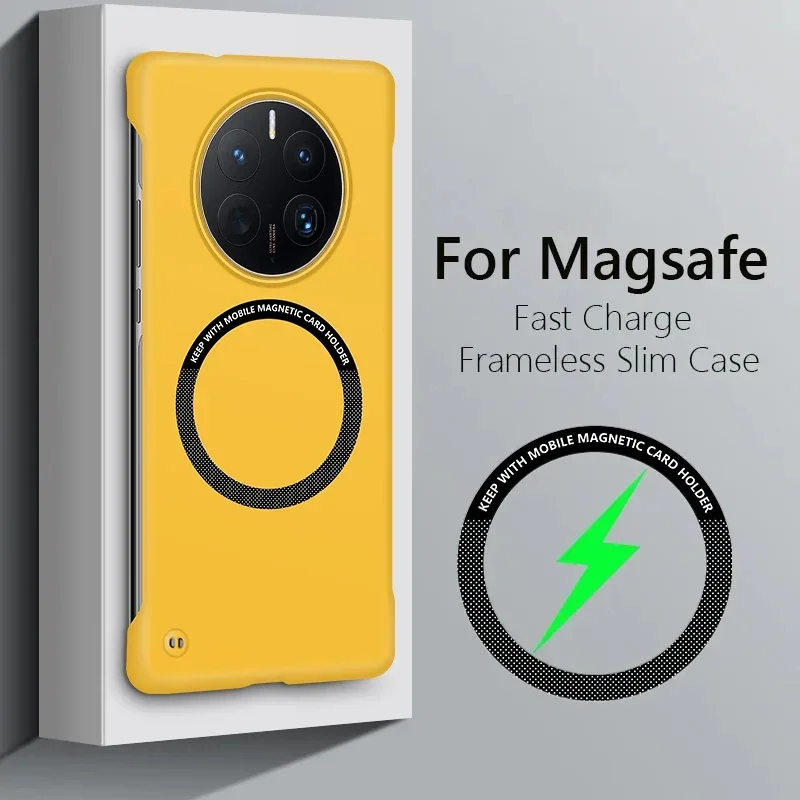 شحن لاسلكي بدون إطار مع ملف مغناطيسي لحافظة الهاتف لهاتف Huawei Mate 70 60 50 30 40 20 Pro PC غطاء غير لامع