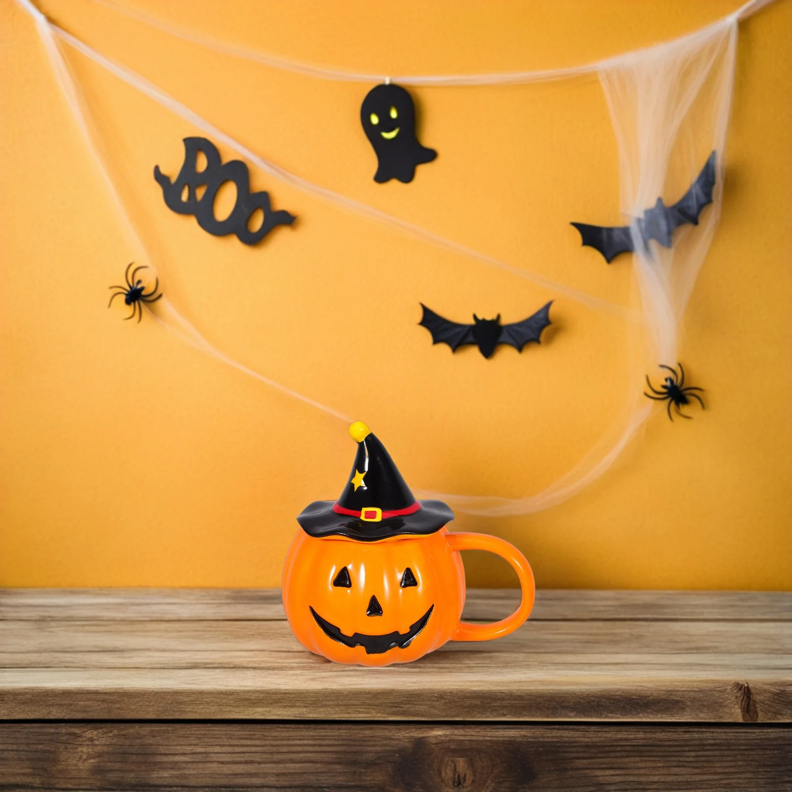 

320Ml Halloween Ceramic Coffee Mug Pumpkin Face Design for Home and Office Large Mug for Hot Drinks Cute Decorative Water Cup