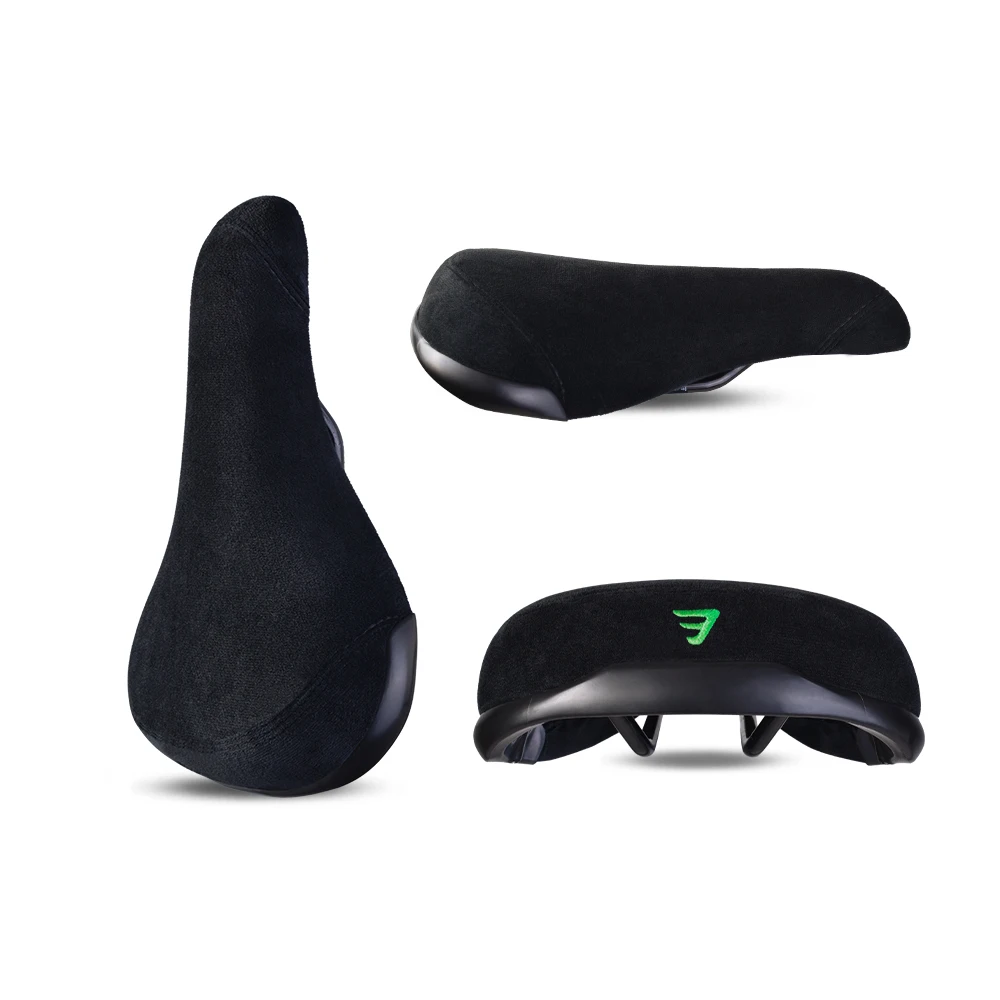 Funsea อุปกรณ์จักรยาน Stunt Wheelie Bike Seat ผ้าสักหลาดสีดําพร้อมโลโก้ปักของรอบสีเขียวสีแดงสีม่วงสีชมพูสีส้ม