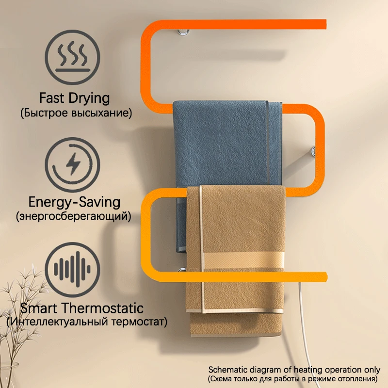 HOAccessrespiration-Porte-serviettes électrique en acier inoxydable, serviette de bain thermostatique, chauffe-serviettes à séchage rapide, métropolitain, T1