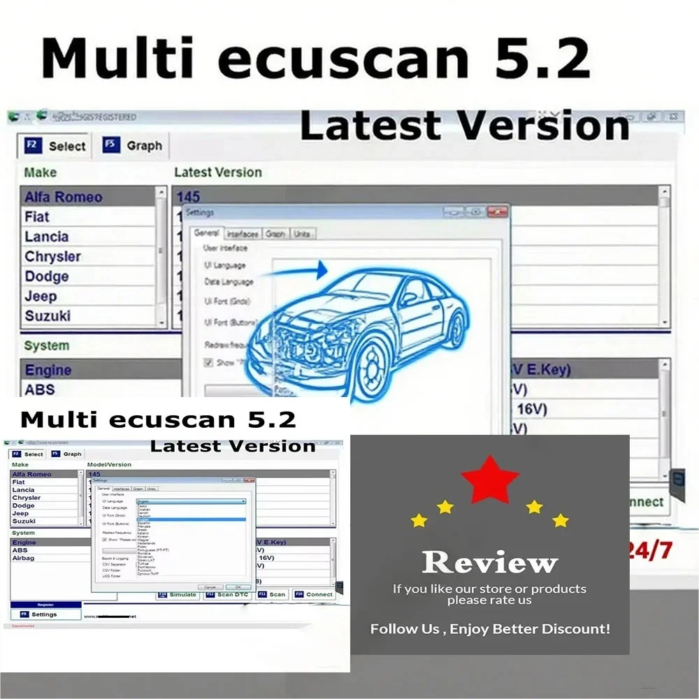 

Multiecuscan V5.2 Obd2 Scanner Registered Unlimited Keygen for Obd Scanner Multi Ecu Scan Work for Elm327 Obdii Diagnostic Tool