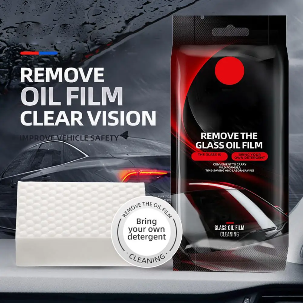 1/3/5Pcs Car Glass Oil Film Remover Sponge Wiper Stain Remover Front Windshield & Rearview Mirror Coating Cleaner Brush Agent