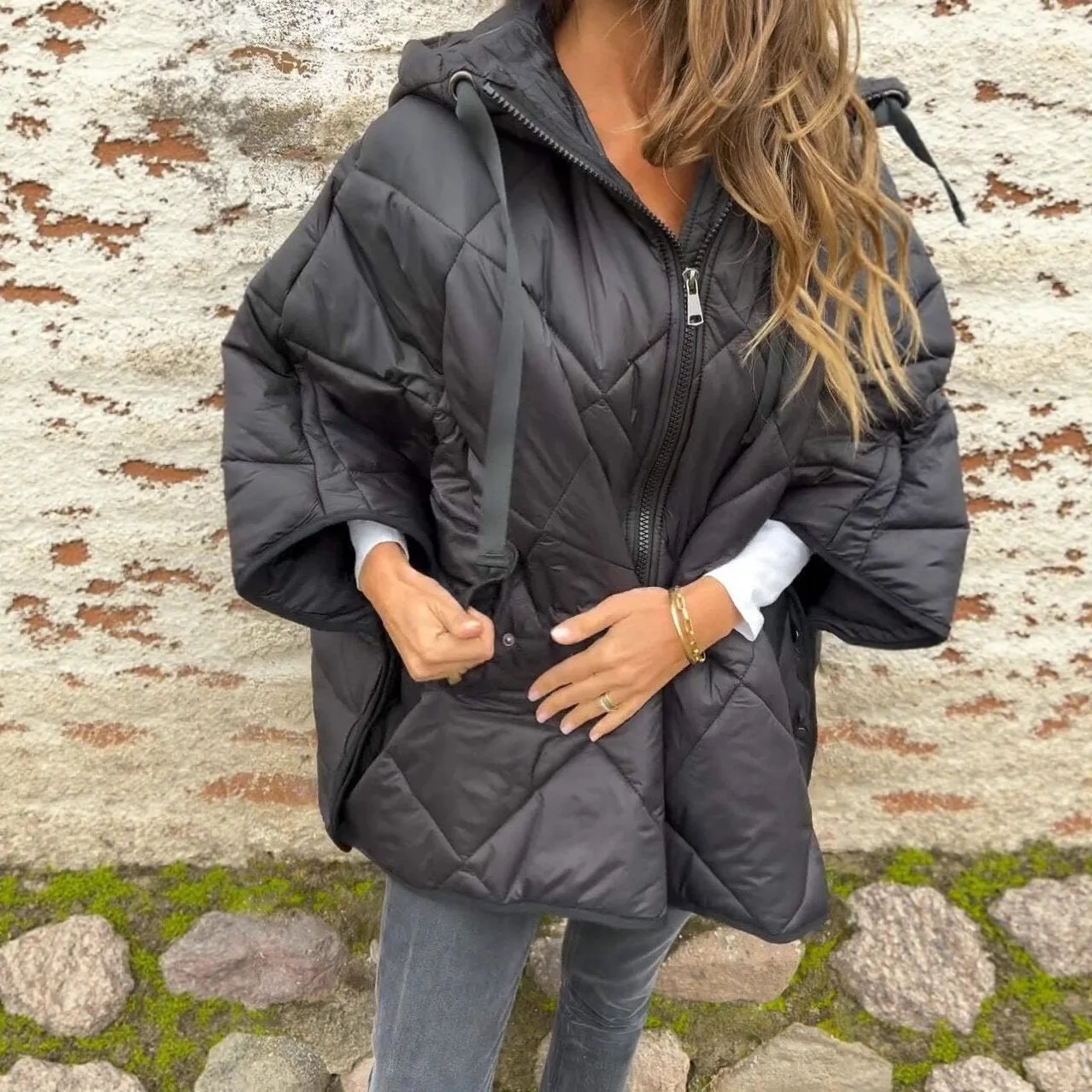 

Зимний повседневный пуховик с капюшоном и ромбовидной сеткой, женская хлопковая верхняя одежда, стильная модная