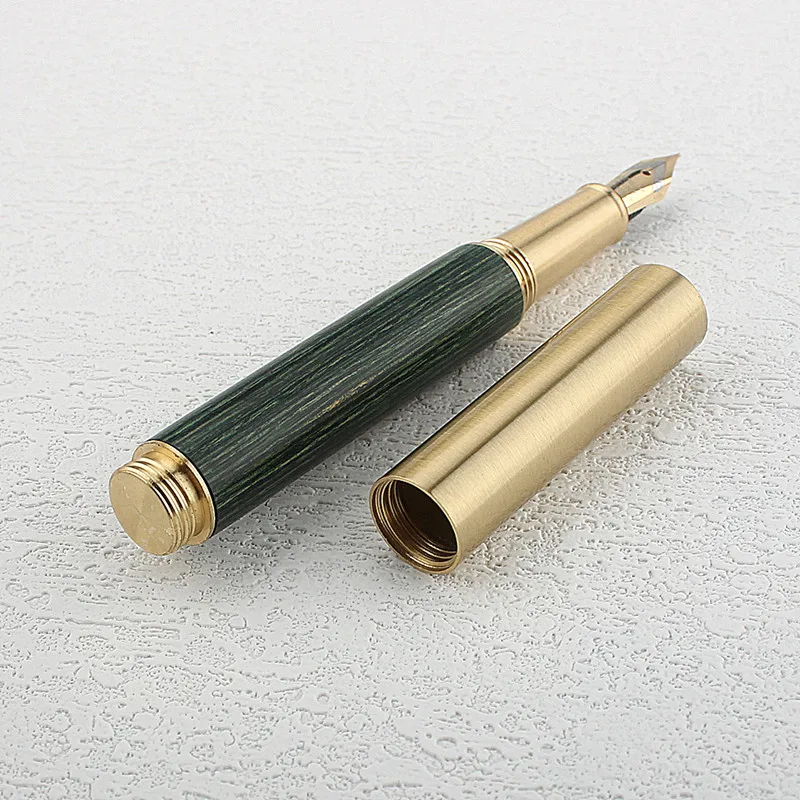 Mini Green sandal wood Fountain Pen Cute Pocket pens for Students Calligraphy EF F Nibs Writing ink Pens office school supplies