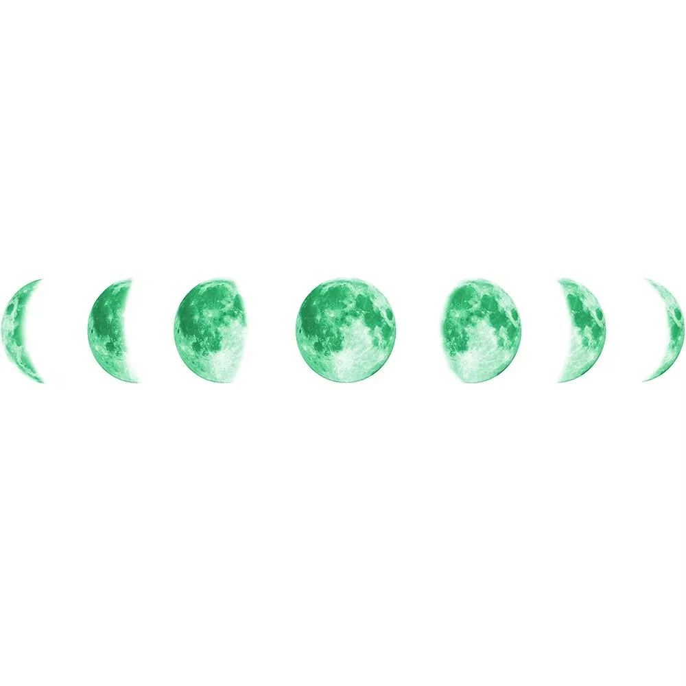 Creative Moon Phase Luminous Wall Stickers For Kids Room Decoration Glow In The Dark Mural Bedroom Moon Eclipse Pattern Paster