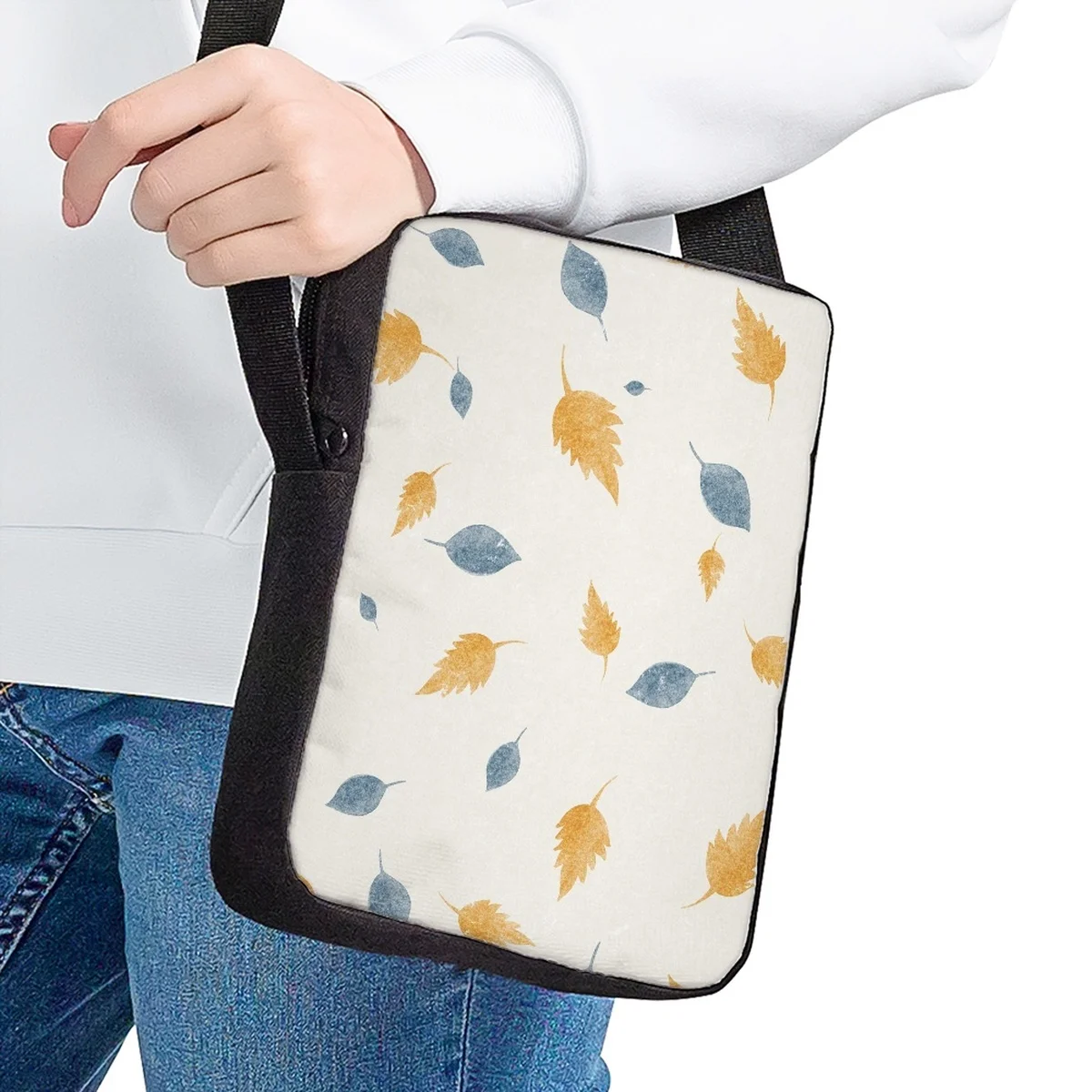 Sac à bandoulière créatif imprimé de feuilles pour femmes, filles et garçons, cartable pour adolescents de 1 à 6 ans, sac à déjeuner pour enfants, cadeau