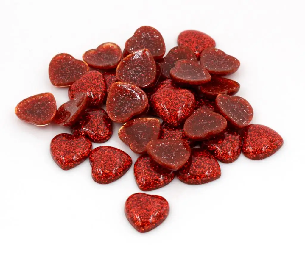 New Fashion 40pcs 12mm Heart Style Red Colors Flat back Resin Cabochons Cameo For Bracelet Earrings accessories-V2-06