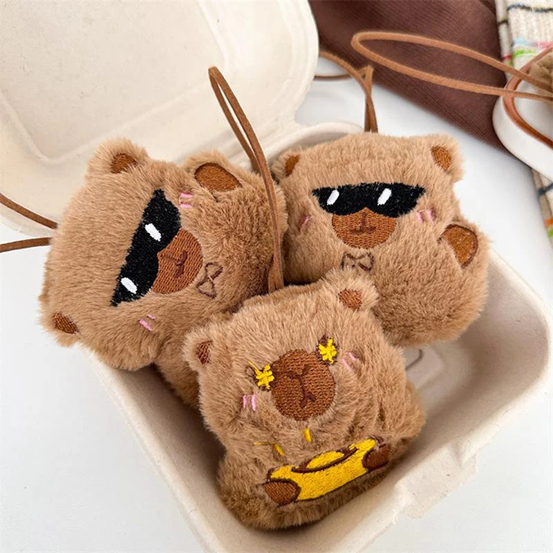 Cute Capybara Plush Toy Soft Stuffed Doll With Lanyard Keychain Backpack Pendants Bag Hanging Ornaments Couple Accessories Gifts