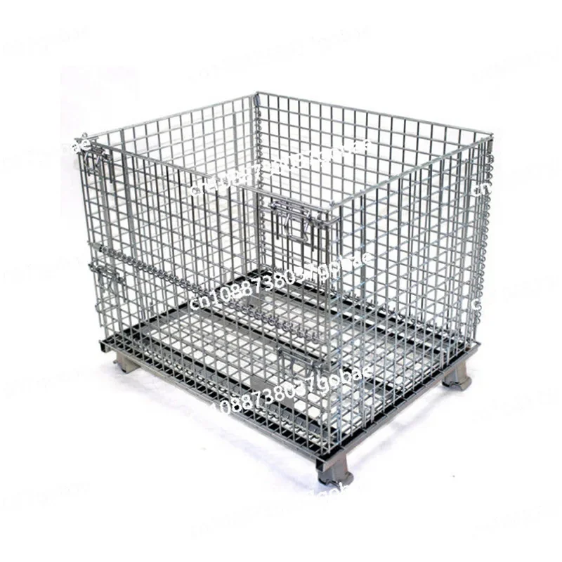 Folding Storage Cage, Metal Turnover Box Warehouse Iron Cage