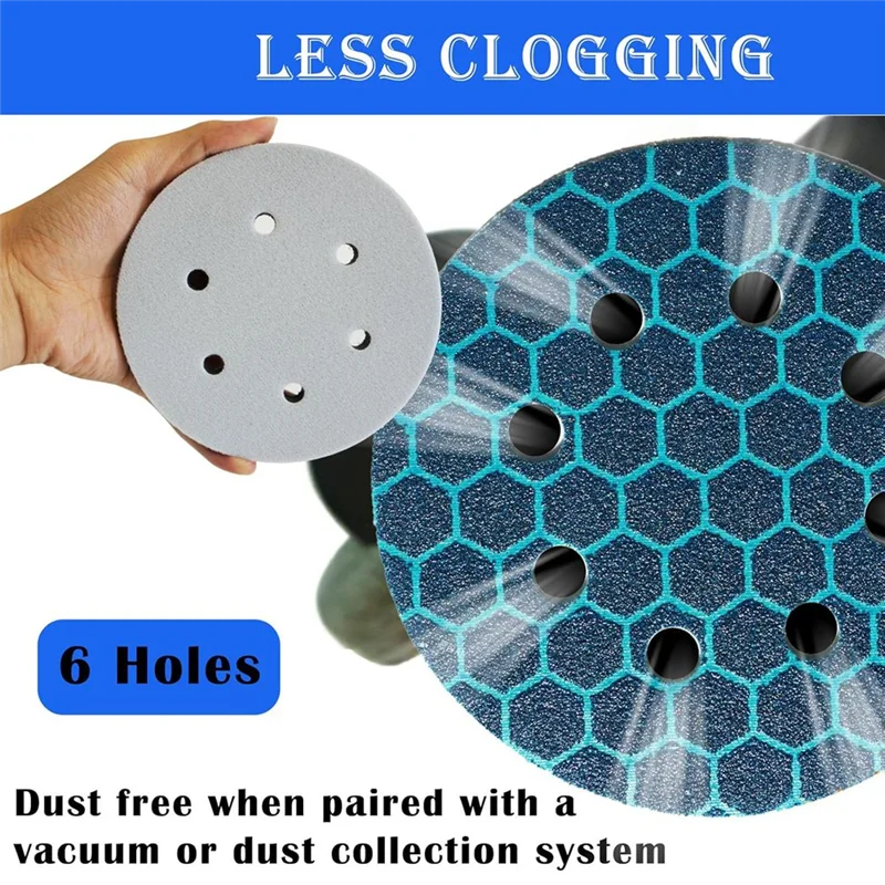 A74E-5-Pack 6-Inch Soft Density Sponge Cushion Sanding Interface Pads, Hook And Loop, With EVA Foam Buffer Backing Pads