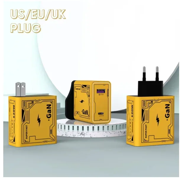 120W GaN USB Charger Fast Charging Type C 2 Ports Mobile Phone Adapter EU/US/UK Plug Quick Chargers For iPhone Samsung Xiaomi image 2