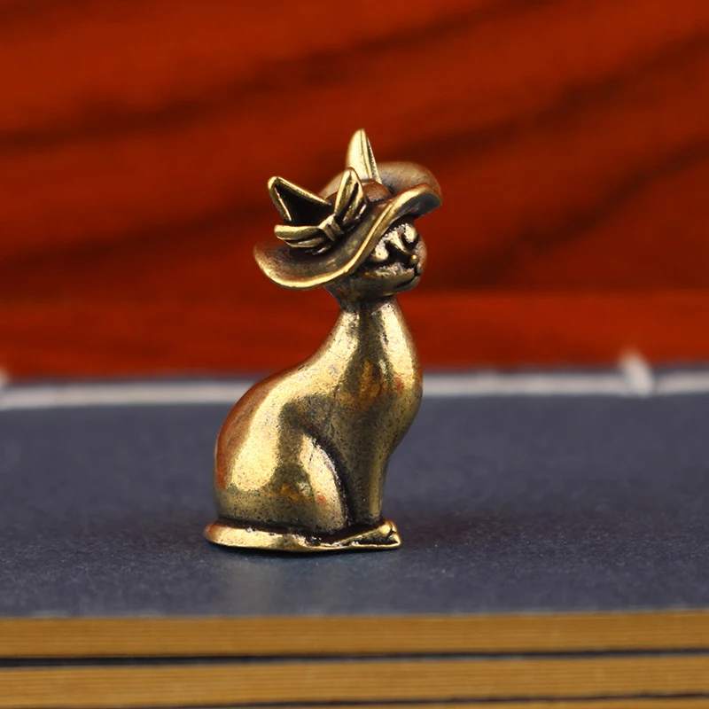Estatuilla de gato de bronce vintage: elegante estatua de latón de princesa para decoración de escritorio del hogar, adorno de animales, regalo para amantes de los gatos ​