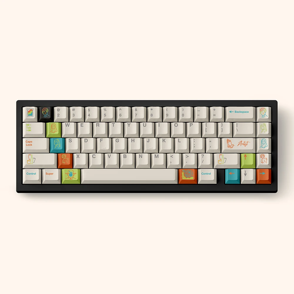 FBB Keycap Artist R2 Sublimation PBT Thickened Milky White Customized Mechanical Keyboard Minimalist Girl