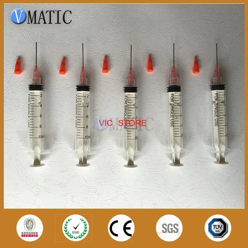 Free Shipping Non Sterilized Refilling 10 Ml/Cc Manual Plastic Syringe With 1 Inch Blunt Tip Dispensing Needle 20G & Stopper