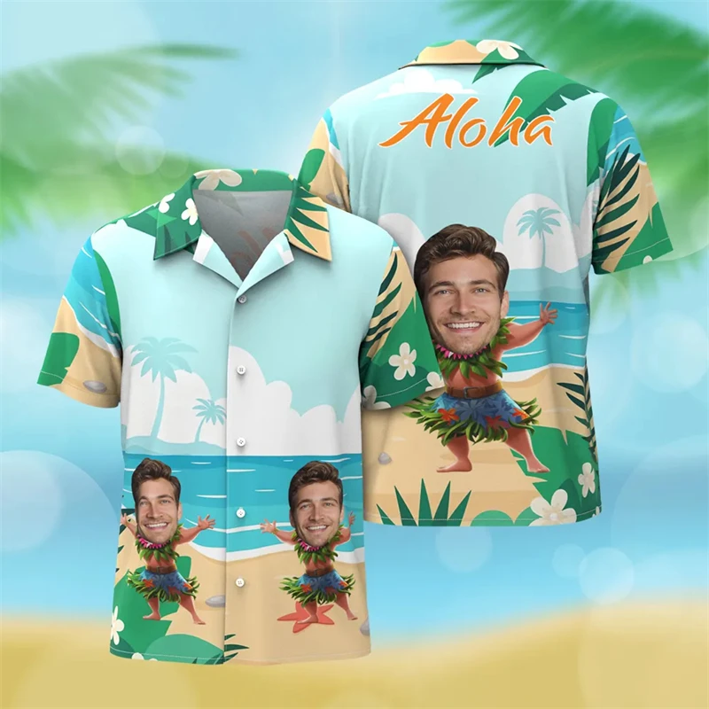 Funny Custom Face Hawaiian Shirt Men Women 3d Printed Tropical Shirts Family Short Sleeve Summer Street Beach Aloha Shirts