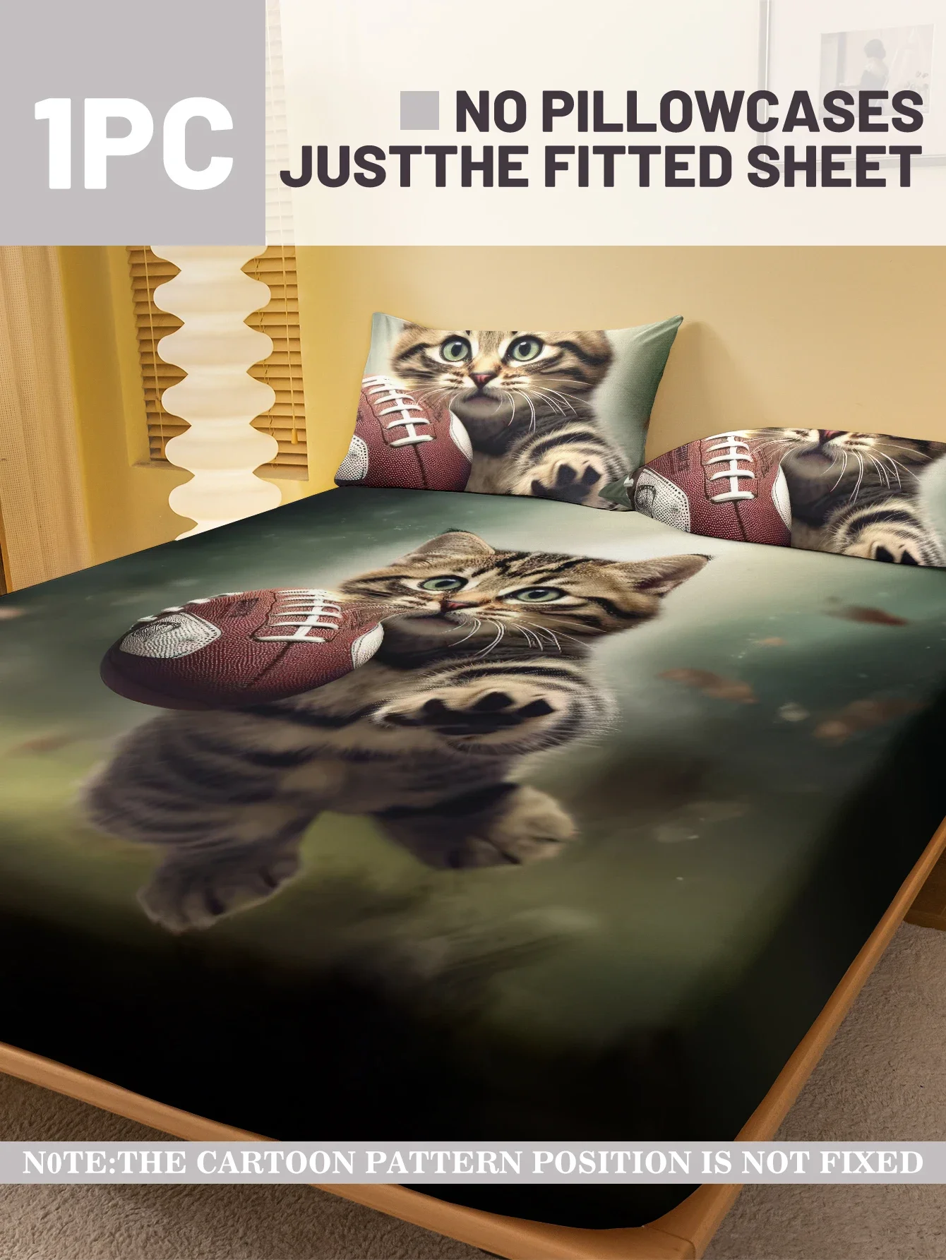 1 cartoon cute Animal Cat digital printed frosted Fitted Sheet,bedroom printed bed cover,bedding(No pillowcase)