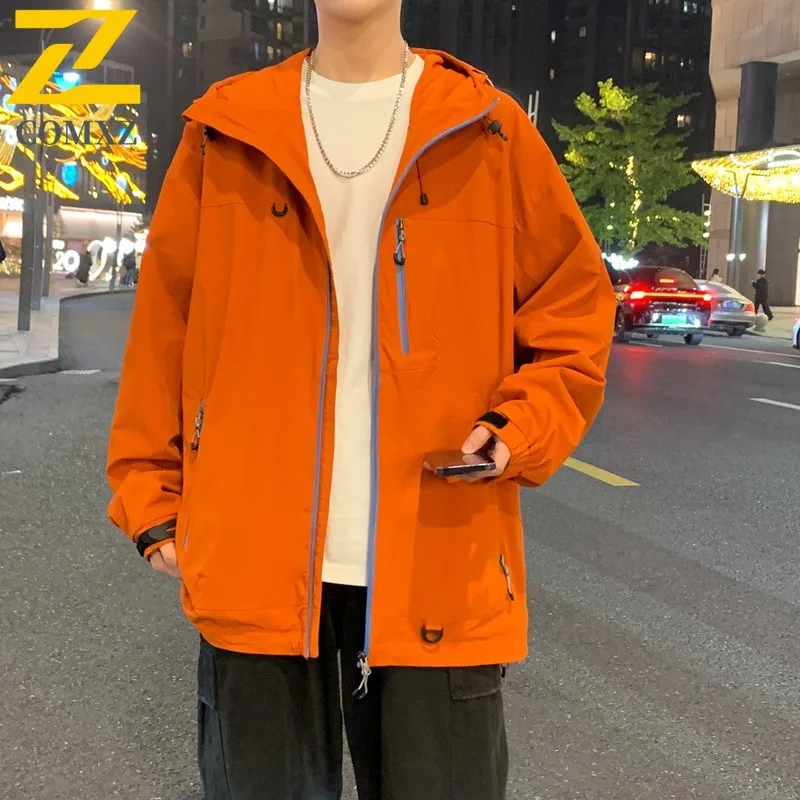 

COMXZ 2025 Мужская и женская зимняя куртка-пуховик с воротником-стойкой, водонепроницаемое и ветрозащитное пальто с капюшоном в американском стиле для пар