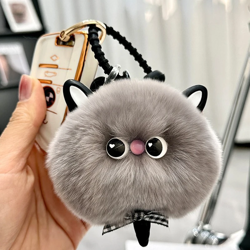 Bonito dos desenhos animados de pelúcia pequeno gato pingente chaveiro para mulheres meninas kawaii moda criativa mochila decoração acessórios presentes