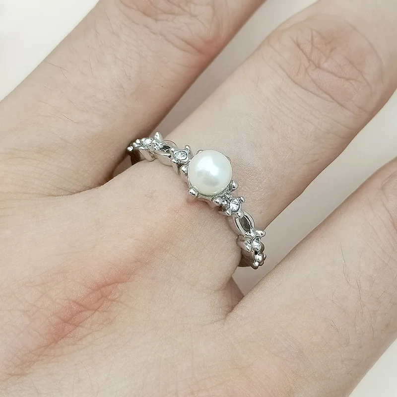 

Huaya Charming Women's Inlaid Imitation Pearl Tail Rings Wedding Party Exquisite Ring Personality Accessories