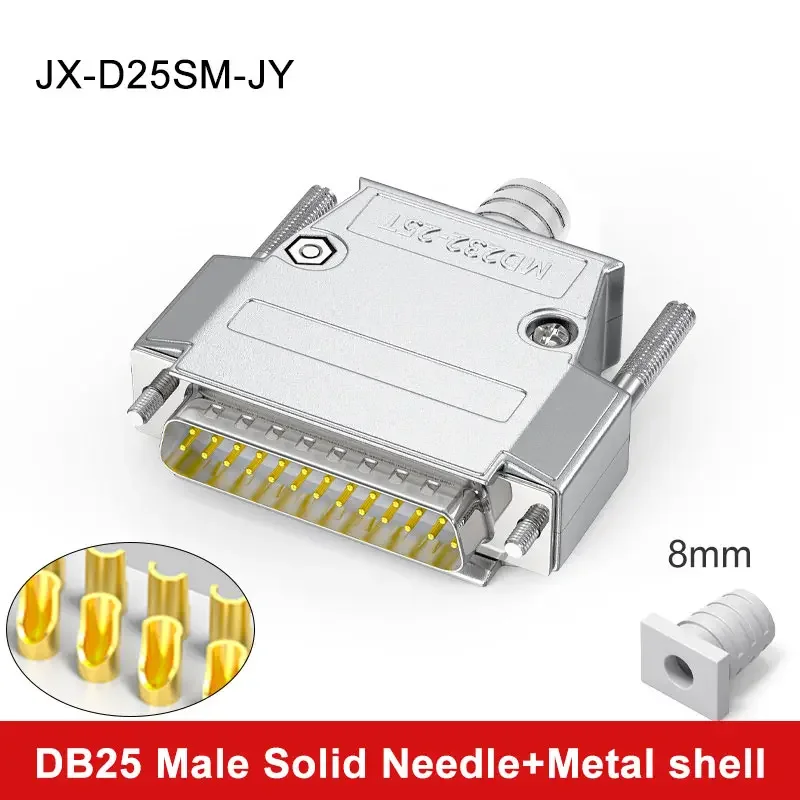 Metal DB25 Male Female Connector Soldering 25 Pin Connectors Industrial Gold-plated Needle 25P Plug for Communication Converter