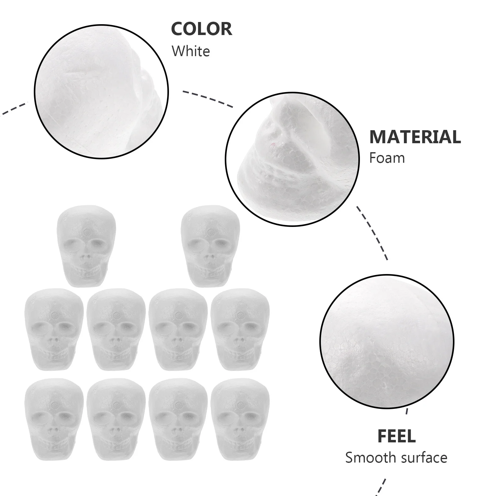 

10pcs Ghost Head Ornaments 9Cm Skull Diy Kits White Embryos For Kids Halloween Decorations Craft Models Children Diy Supplies
