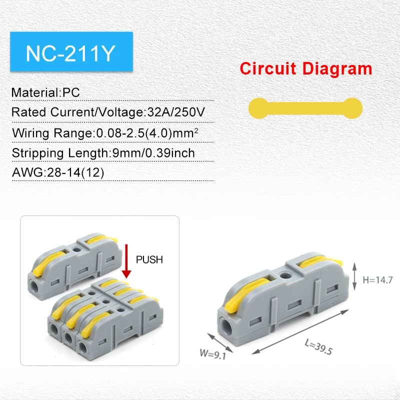 5PCS Hebel Schnelle Draht Anschlüsse Verbinden Elektrische Universal Spleißen Kompakte Inline Push-in Hause Terminals Block 412/413 SPL