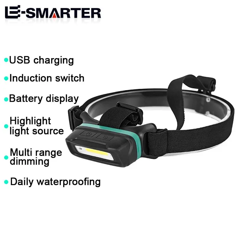 High Bright LED Portable Mini Headlamp T77/T78 Sensor Lighting COB Work Headlight Built-in Battery Waterproof Head Torch Lamps