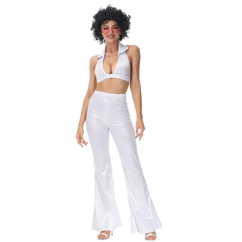 المرأة مثير خمر 60s 70s روك الهبي تأثيري حلي بذلة ديسكو مرحلة الأداء الرقص الزي