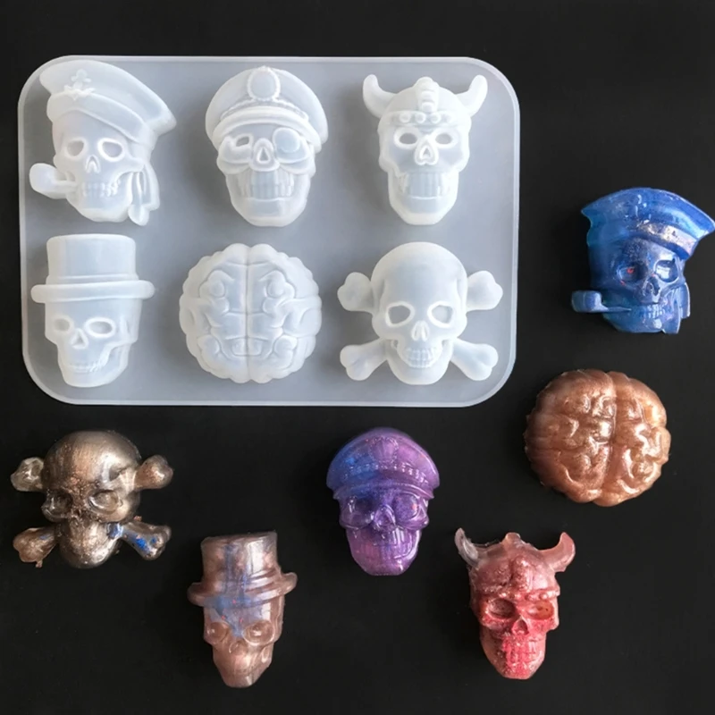 6 Cavity Silicone Soap Moulds Skull Molds Skull Craft Moulds Making Supplies Silicone Texture