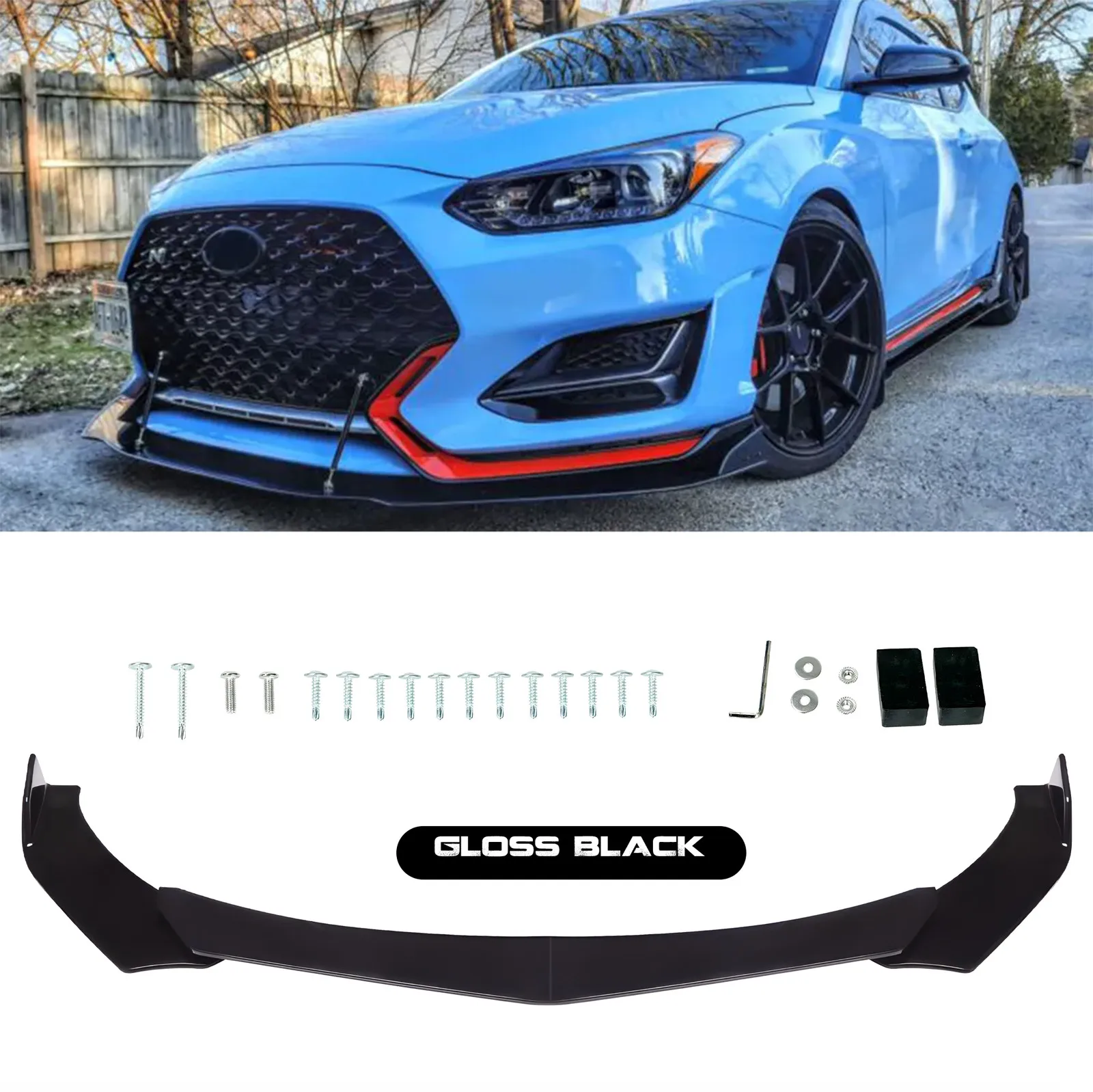 

For Hyundai Veloster Front Bumper Lip Splitter Chin Spoiler ABS Body Kit Spoiler