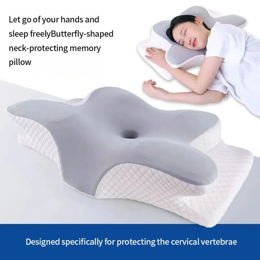 Summer Cooling Memory Foam Slow Rebound Neck Pillow Butterfly Cervical Support Pillow Ergonomic Sleeping Pillow