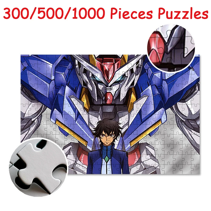 Anime japonês gundam quebra-cabeça brinquedos educativos das crianças brinquedos adultos jogos 300/500/1000 peças de madeira quebra-cabeça hd