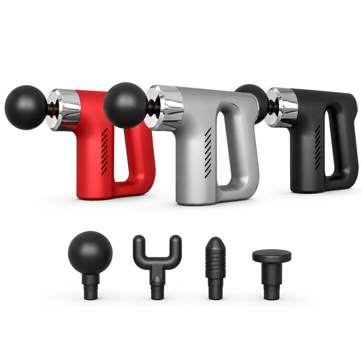 Mini Pistola de Masaje Muscular Eléctrica con 5 Niveles de Intensidad, Masajeador de Percusión Portátil con 4 Cabezales y Diseño de Asa en T para Alivio de Espalda y Cuello