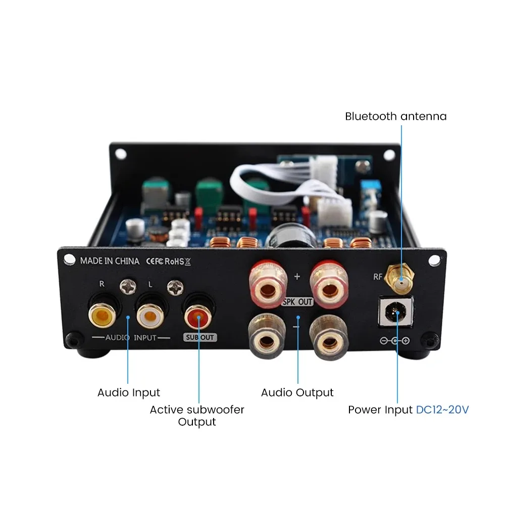 เครื่องขยายเสียงสัญญาณเสียง HIFI Class D 160W * 2กำลังขับบลูทูธ5.0 2.1แชนแนลที่ใช้ในบ้านอ่านยูเอสบี MA12070คู่