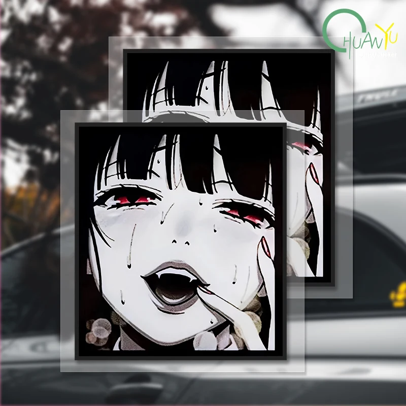 Black And White Devil Girl Cartoon Reflective Car Stickers, Personalized Car Window Decoration Stickers, Motorcycle Stickers