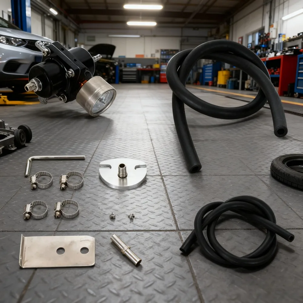 Regulador de Presión de Combustible Universal de 0-140 psi, Regulador de Presión de Combustible Ajustable con Manómetro y Manguera, para la Mayoría de los Autos