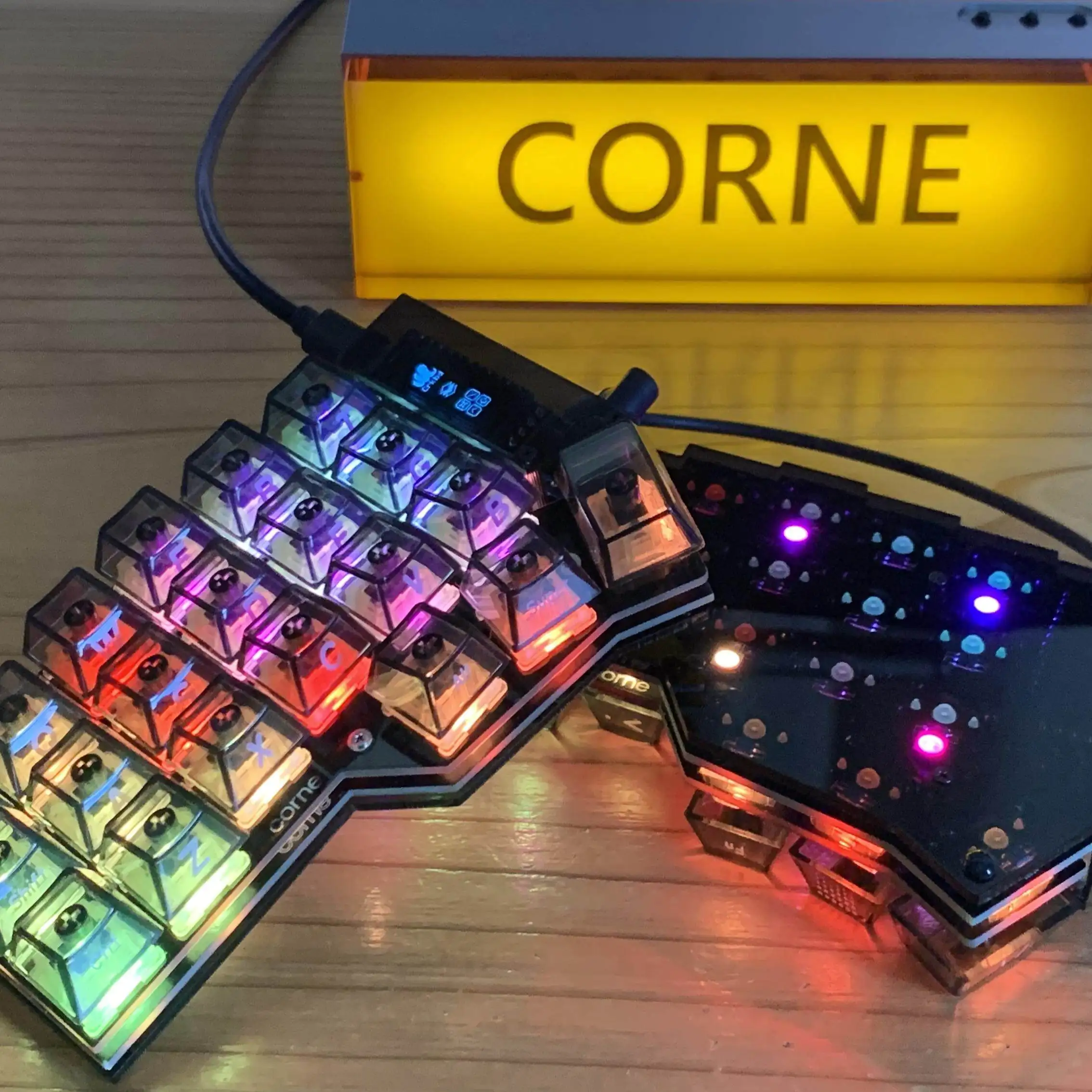 Corne Keyboard Sandwich Case Fr4 Carbon Fibre Positioning Board Acrylic Bottom Case 1.6mm/ 1.2mm/ 1.5mm Corne Cherry V3.0.1