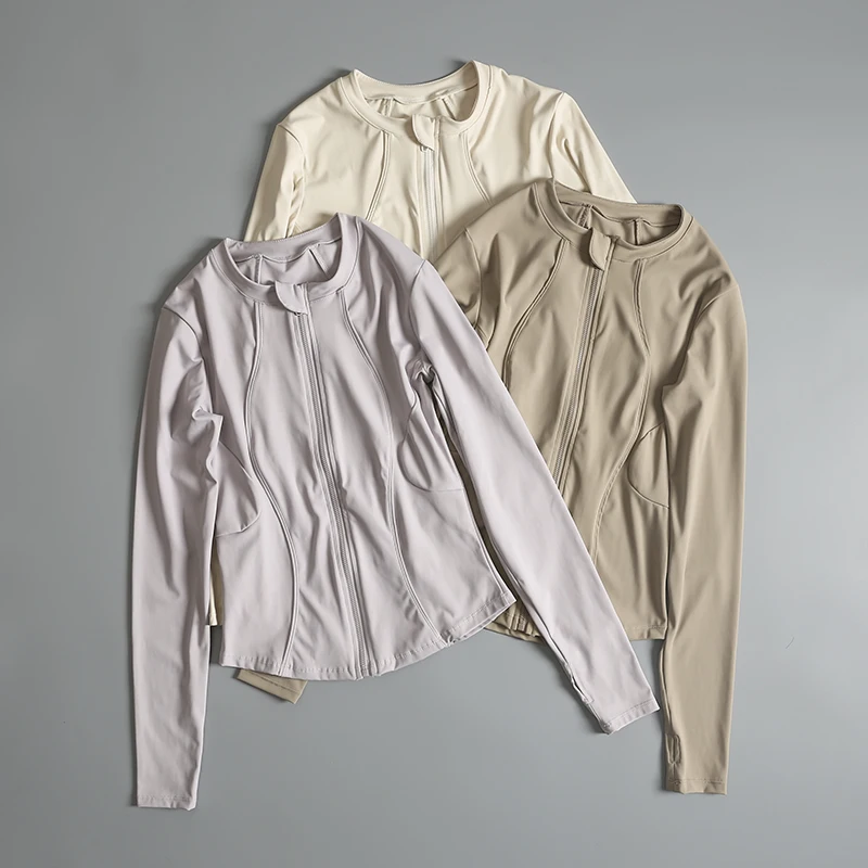 

Yoga suit stand collar zipper long sleeve women sports outdoor quick-drying breathable running tight fitness jacket long sleeve