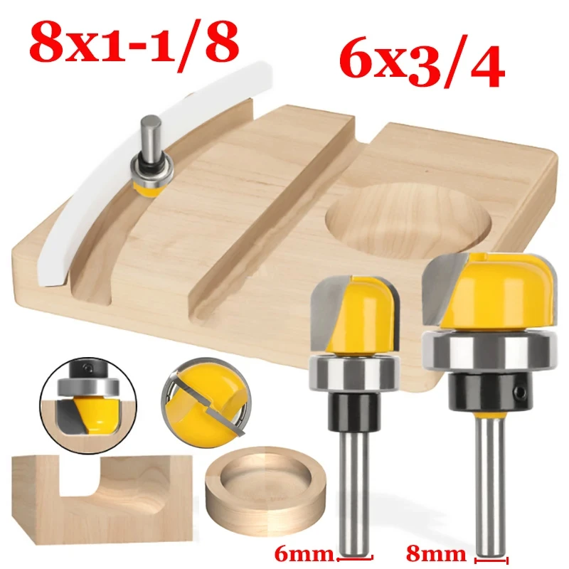 1pcs Woodworking Tool Router Bits 8mm 12mm Shank Corner Edge Rounding Router Milling Cutter Trimmer for Wood19.05mm28.6mm50.8mm