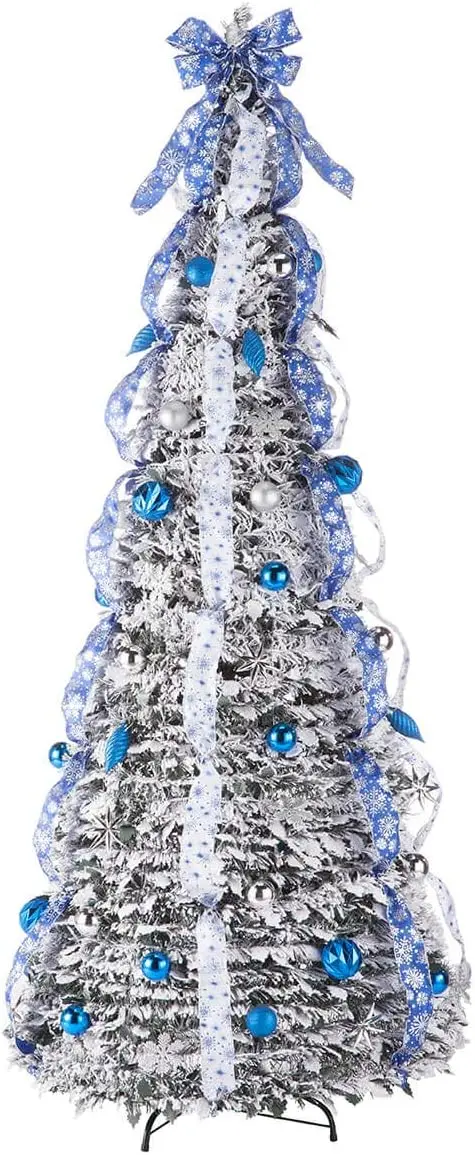 7' Snow Winter Style Pull Up Tree