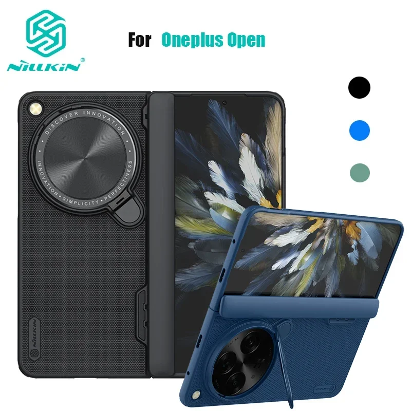 For OnePlus Open Case NILLKIN Frosted Shield Prop Full Coverage Lens Flip Bracket For One Plus Open With Mobile Phone Holder