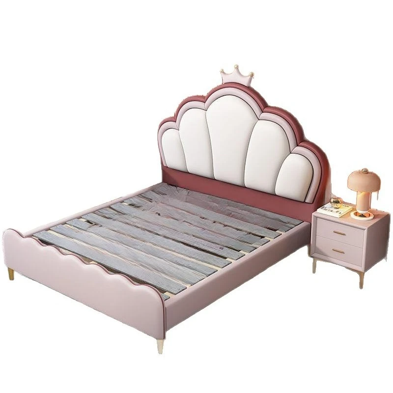Creative Internet celebrity bed 1.2 meters leather bed princess girl 1.5 meters children soft bag simple double