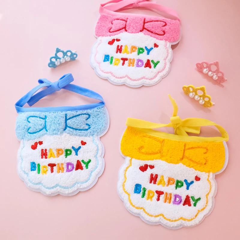

Luxury Designer Pet Dog Collar Birthday Gift Embroidery Cotton Necklace for Cats Adjustable Crown Bow Tie Fancy Puppy Bibs Set