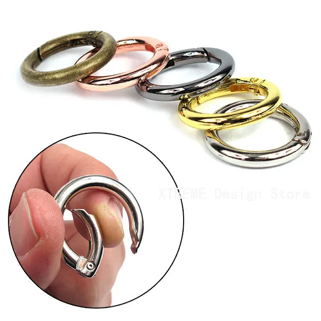 1pc Metal O Ring Spring Clasps Openable Round Carabiner Keychain Bag Clips Hook Dog Chain Buckles Connector For DIY Jewelry