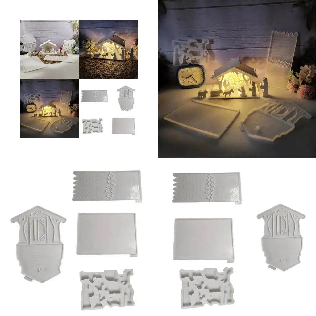 

Nativity House Decoration Mold Religious Themed Desk Accessories Silicone Mold