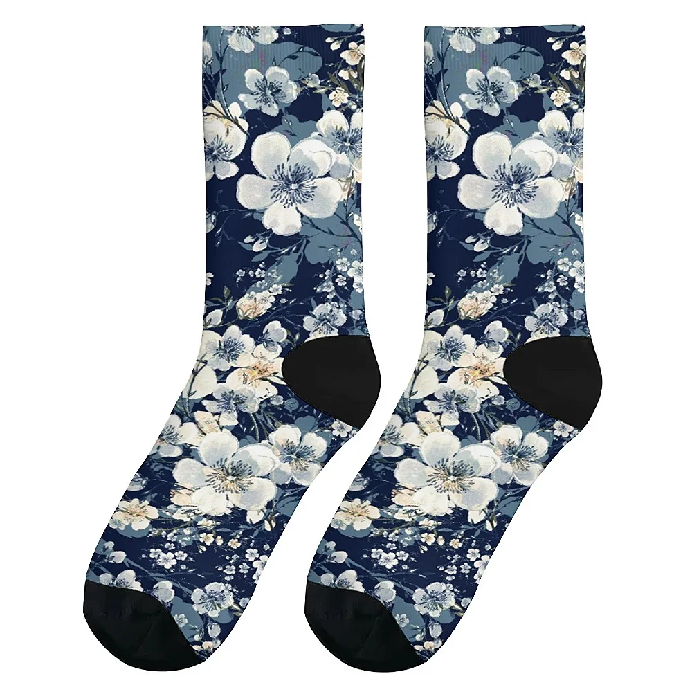 Hot Flower print Veelzijdige middenbuissokken voor mannen, modieus en schattig, veelzijdige stijl, ademend en warm, perfect cadeau