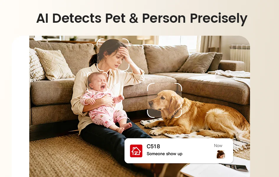 ZOSI C518 Indoor Pan/Tilt Smart Security IP Camera 2K/4K 360° Baby Pet Monitor AI Human Tracking 2.4G/5G WiFi Surveillance Cam