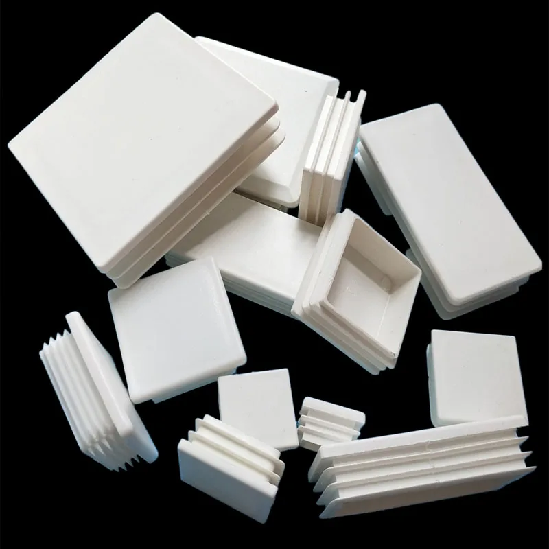 White Plastic Square Blanking End Cap Tube Pipe Box Section Inserts Plug Bung Table Chair Leg Feet Cover Floor Protection