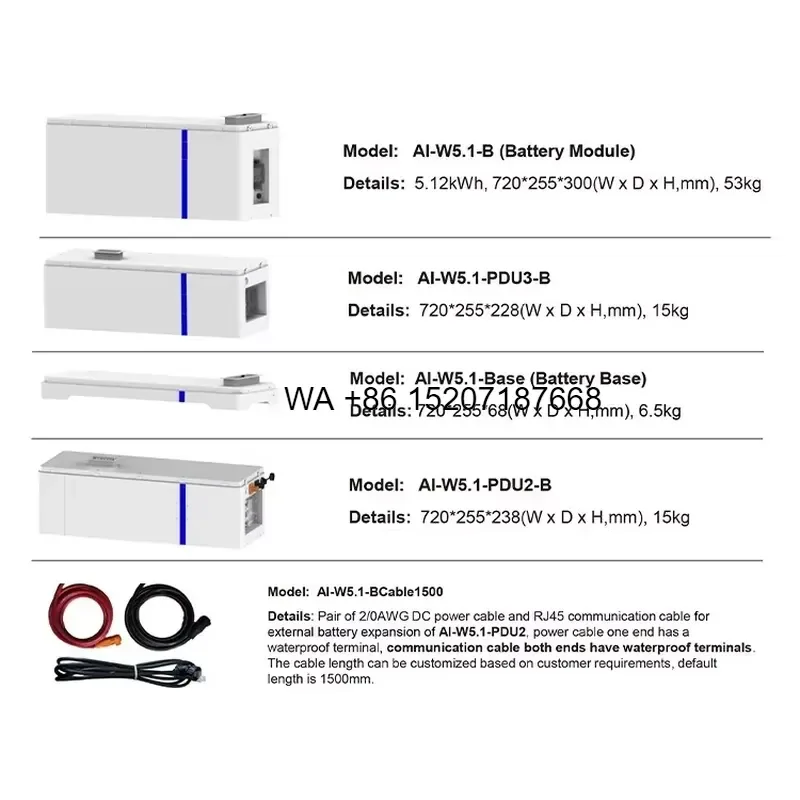 Wmwmnu for Deye AI-W5.1-B 48V 51.2V 100Ah 200Ah LiFePO4 Battery Pack 15kW 20kW High Quality Lithium Battery EU Warehouse