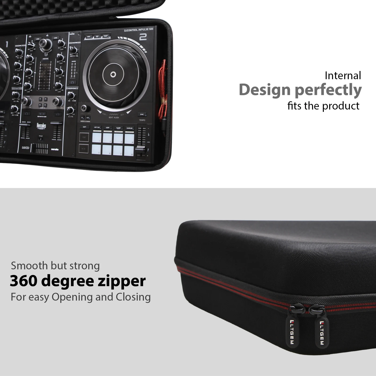 LTGEM EVA Case for Hercules DJControl Inpulse 500: 2-deck USB DJ controller-Protective Portability Travel BOX,(Only Case)